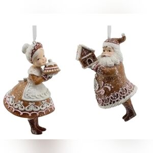 December Diamonds Mrs Claus/ Santa Gingerbread Ornament Set
